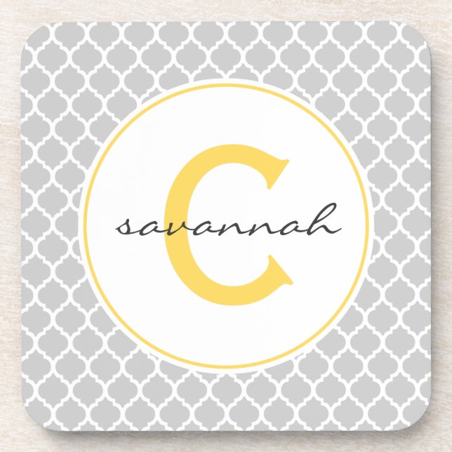 Dessous-de-verre Monogramme gris de Quatrefoil (Devant)