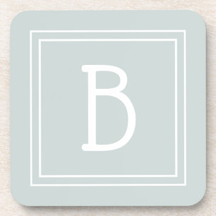Dessous-de-verre Monogramme initial vert & blancModerne ferme