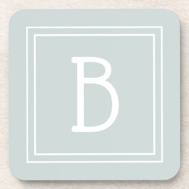 Dessous-de-verre Monogramme initial vert & blancModerne ferme (Devant)