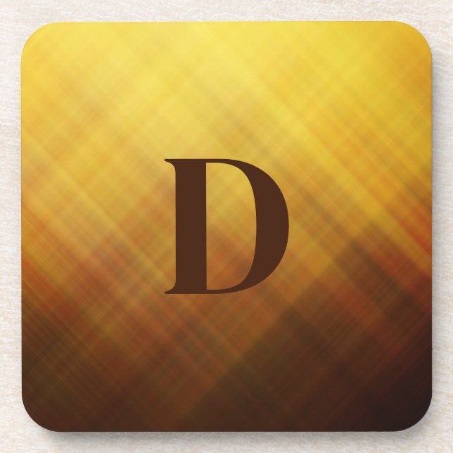 Dessous-de-verre Monogramme initiale jaune marron moderne  (Devant)