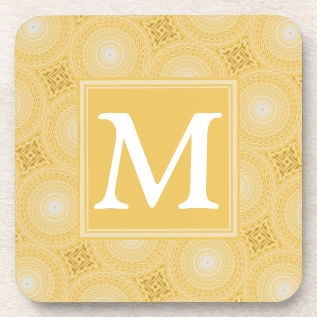 Dessous-de-verre Monogramme jaune cercles motif (Devant)