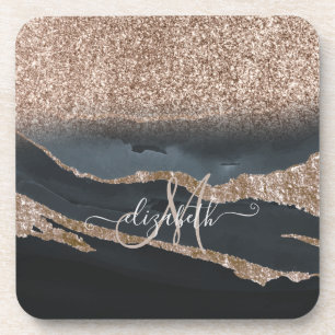 Dessous-de-verre Monogramme Marbre Pailleté Moderne
