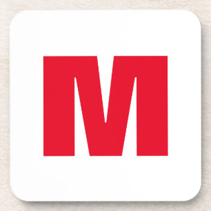 Dessous-de-verre Monogramme minimaliste moderne blanc rouge