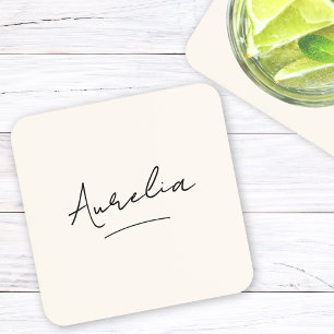 Dessous-de-verre Monogramme Neutre Moderne Minimaliste Simple Scrip