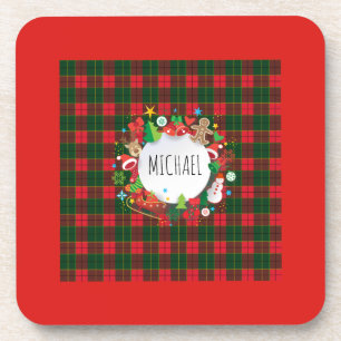 Dessous-de-verre Monogramme Noël et Bonne Année Décor écossais