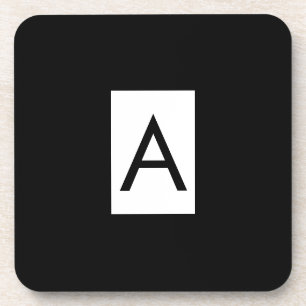 Dessous-de-verre Monogramme noir blanc Lettre initiale Plaque moder