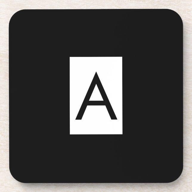 Dessous-de-verre Monogramme noir blanc Lettre initiale Plaque moder (Devant)