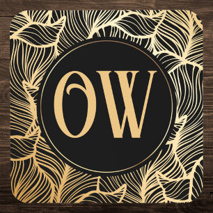 Dessous-de-verre Monogramme noir et or de luxe