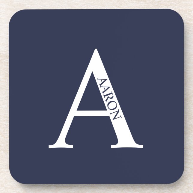Dessous-de-verre Monogramme personnalisé et nom Beverage Coaster (Devant)