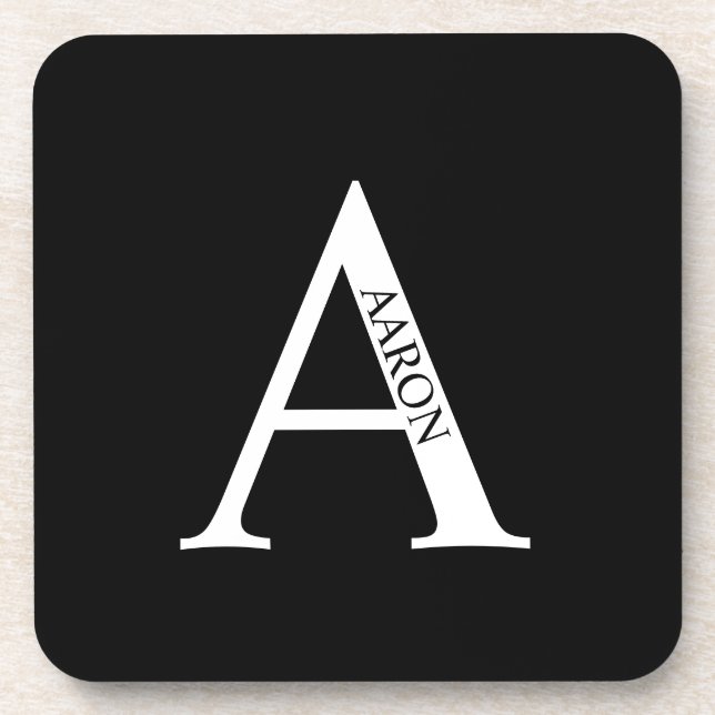 Dessous-de-verre Monogramme personnalisé et nom Beverage Coaster (Devant)