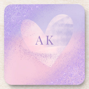 Dessous-de-verre Monogramme Purple Pink Gradient Coeur