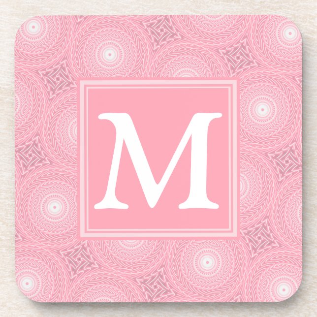 Dessous-de-verre Monogramme rose cercles motif (Devant)