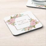 Dessous-de-verre Monogramme rose poussiéreux vintage rose de<br><div class="desc">La fleur élégante de attirance d'aquarelle florale rose poussiéreuse vintage rose conçoivent avec les roses, le feuille, les bourgeons, le feuillage, et les accents roses de feuille d'or. Les couleurs douces subtiles de poussiéreux en pastel rougissent rose, verts, menthes, et pêche. Un sembler chic de cottage parfait pour un ressort,...</div>