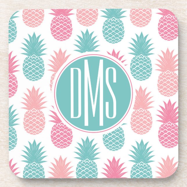Dessous-de-verre Monogramme vintage du motif | d'ananas (Devant)