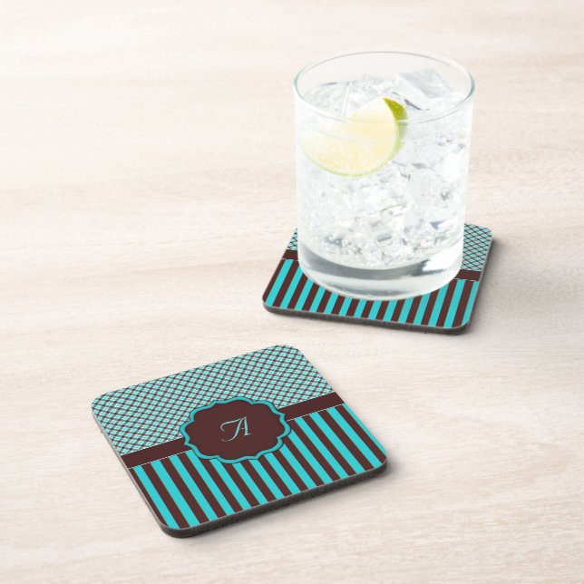 Dessous de verre Monogrammes Tartan, Lt Turquoise  (Côté Droit)