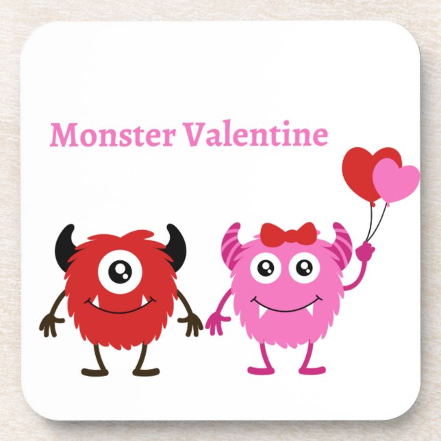 Dessous-de-verre Monster Valentine avec deux mignons monstres (Devant)
