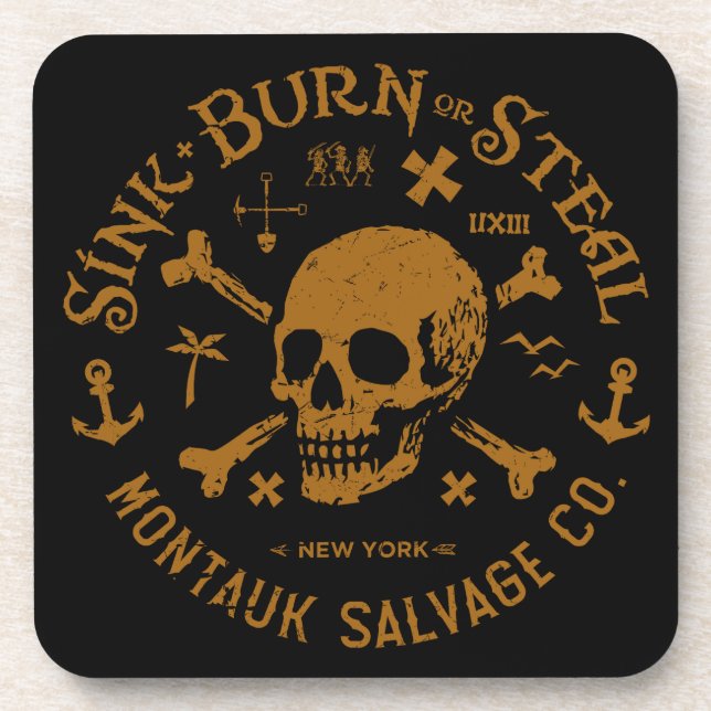 Dessous-de-verre Montauk Salvage Co / Sink, Burn Or Steal Pillow (Devant)