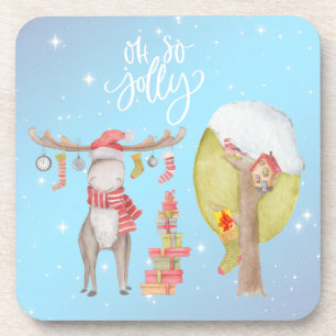 Dessous-de-verre Moose de Noël Fantaisiste et Joyeux - Oh si Joyeux