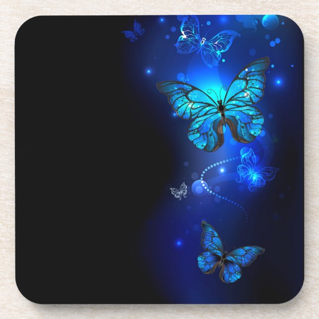 Dessous-de-verre Morpho Butterfly in the Dark Background (Devant)