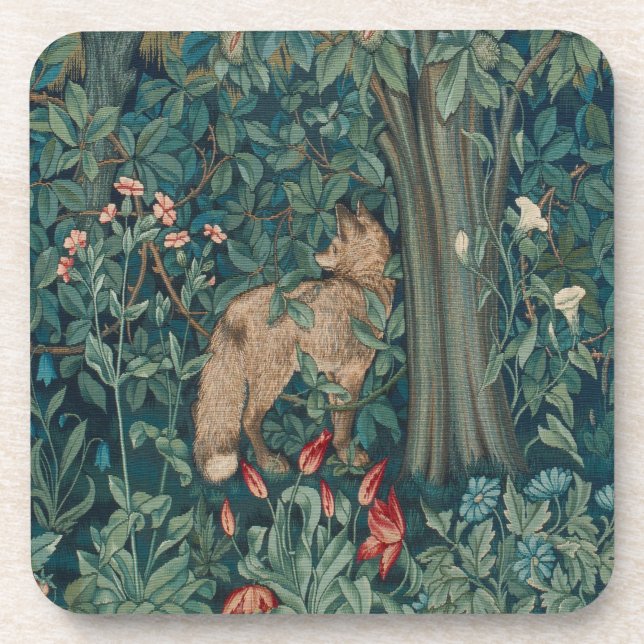 Dessous-de-verre Morris Tapestry Forest Lone Fox Beverage Coaster (Devant)