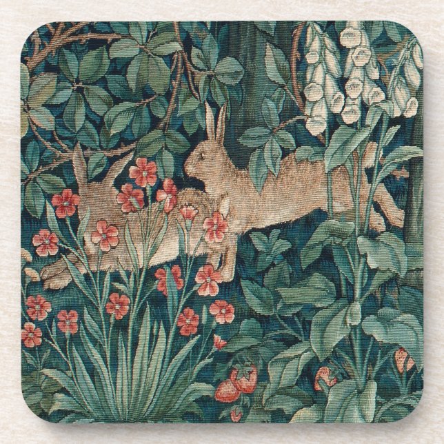 Dessous-de-verre Morris Tapestry Forest Rabbits Beverage Coaster (Devant)