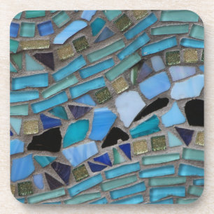 Dessous-de-verre Mosaïque bleue en verre de mer