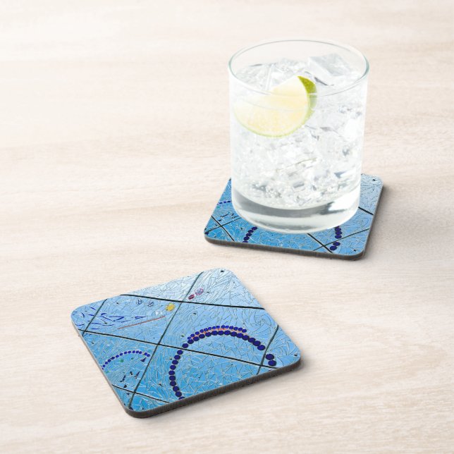 Dessous-de-verre Mosaïque de miroir bleu Abstrait (Côté Droit)