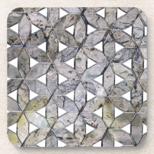 Dessous-de-verre Mosaïque de pierre grise naturelle, fleur de vie