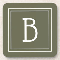 Moss Monogramme moderne vert & blanc initial