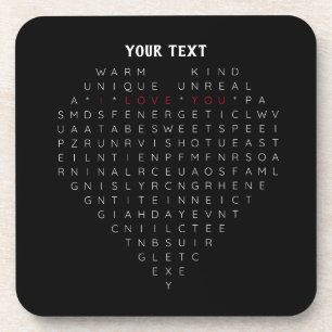 Dessous-de-verre Mot romantique Recherche Coeur - Je t'aime Puzzle 