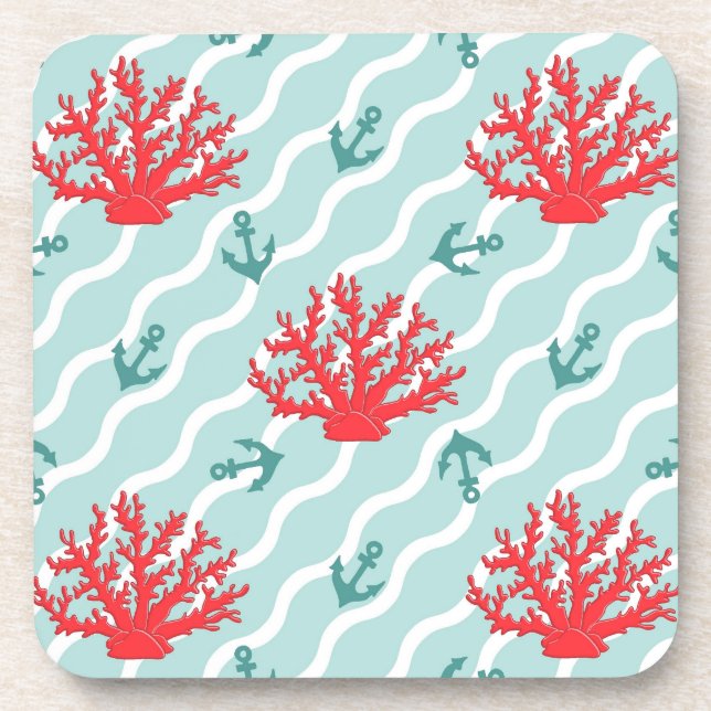 Dessous-de-verre Motif 1 de corail rouge (Devant)
