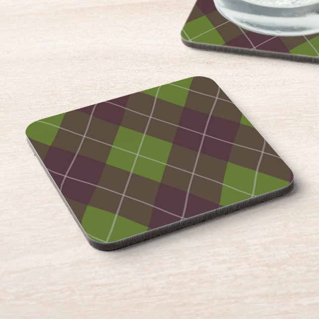 Dessous-de-verre Motif à carreaux classique vert foncé (Côté gauche)