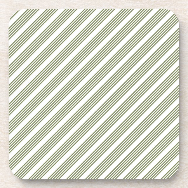Dessous-de-verre Motif à cinq bandes vert et blanc olive (Devant)