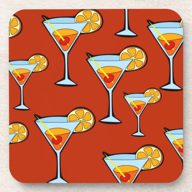 Dessous-de-verre Motif à cocktails Dark Orange Martini (Devant)