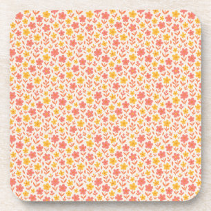 Dessous-de-verre Motif à fleurs rose et jaune