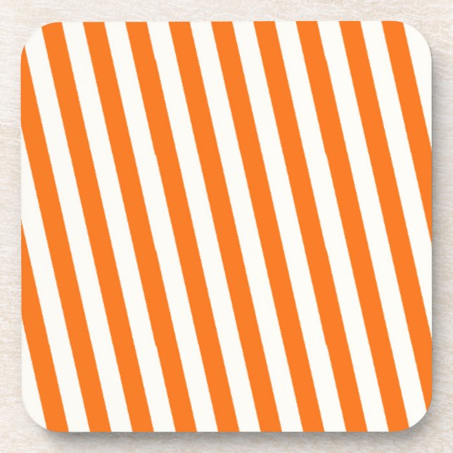 Dessous-de-verre Motif à rayures orange rétro (Devant)