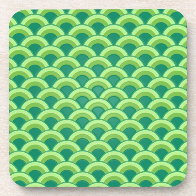 Dessous-de-verre Motif à vagues Art déco - vert jade (Devant)