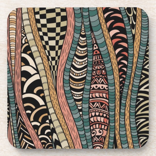 Dessous-de-verre Motif abstrait dans le style ethnique (Devant)