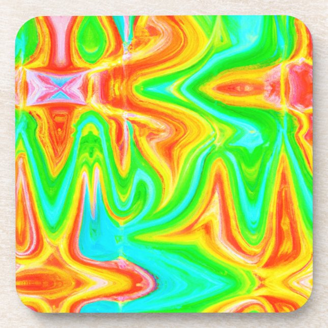 Dessous-de-verre Motif Abstrait de couleur vive (Devant)