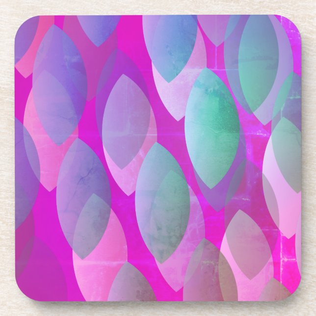 Dessous-de-verre Motif Abstrait moderne | Magenta Purple Rose Turqu (Devant)
