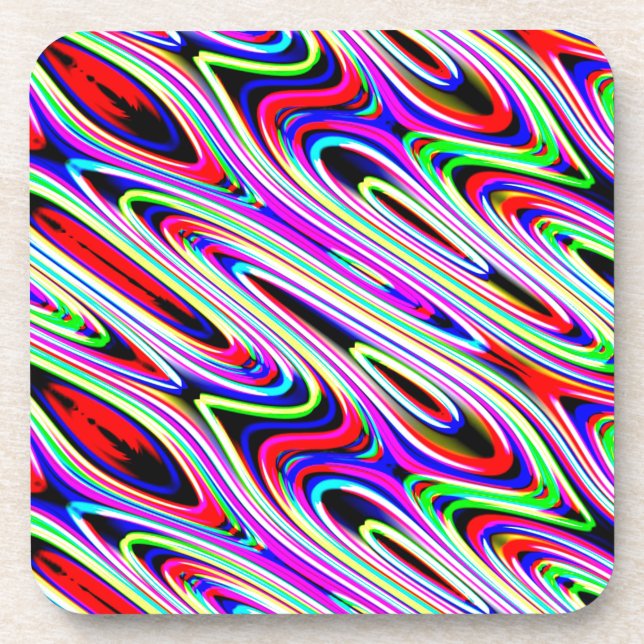 Dessous-de-verre Motif Abstrait multicouleur Wave (Devant)