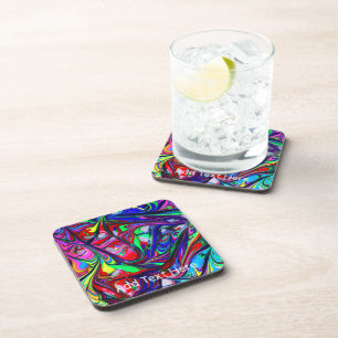 Dessous-de-verre Motif Abstrait Rainbow Paint Swirl