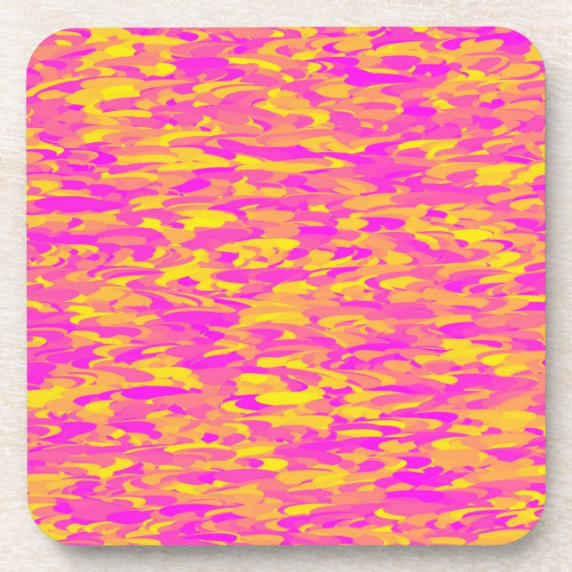 Dessous-de-verre Motif Abstrait rose jaune orange (Devant)