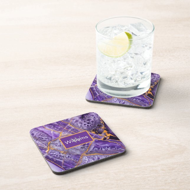 Dessous-de-verre Motif Améthyste Violet  (Côté Droit)