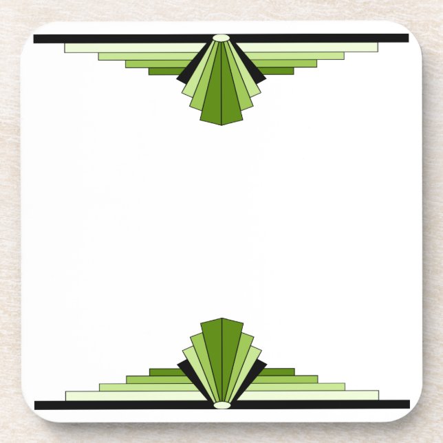 Dessous-de-verre Motif Art déco en vert et noir (Devant)