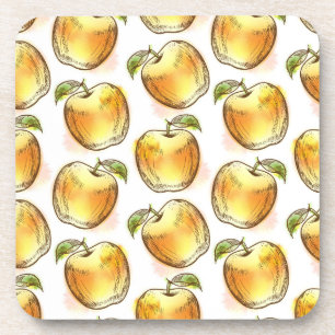 Dessous-de-verre Motif avec la pomme jaune