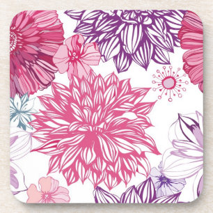 Dessous-de-verre Motif avec les asters et le dahlia roses