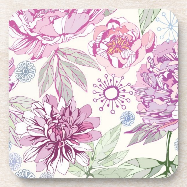 Dessous-de-verre Motif avec les fleurs roses (Devant)