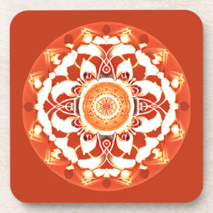 Dessous-de-verre Motif Batik Mandala en rouge rouille