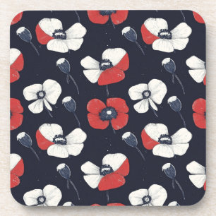 Dessous-de-verre Motif blanc avec accents rouge et bleu